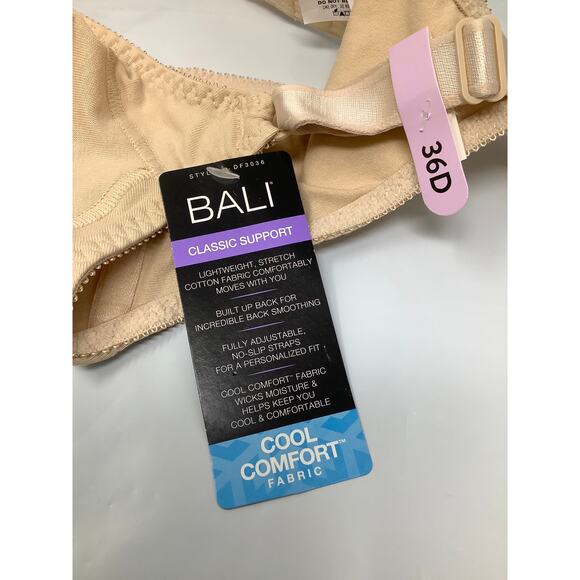 Bali Women's 36D Soft Taupe Double Support Cotton Blend Wireless Bra G11-9 - Picture 7 of 9